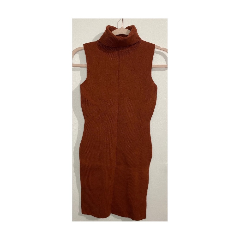 Sleeveless Turtleneck Sweater Dress